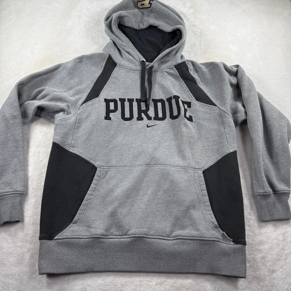 Nike Team Purdue University Hoodie Mens Medium Gray Black Colorblock Sweatshirt